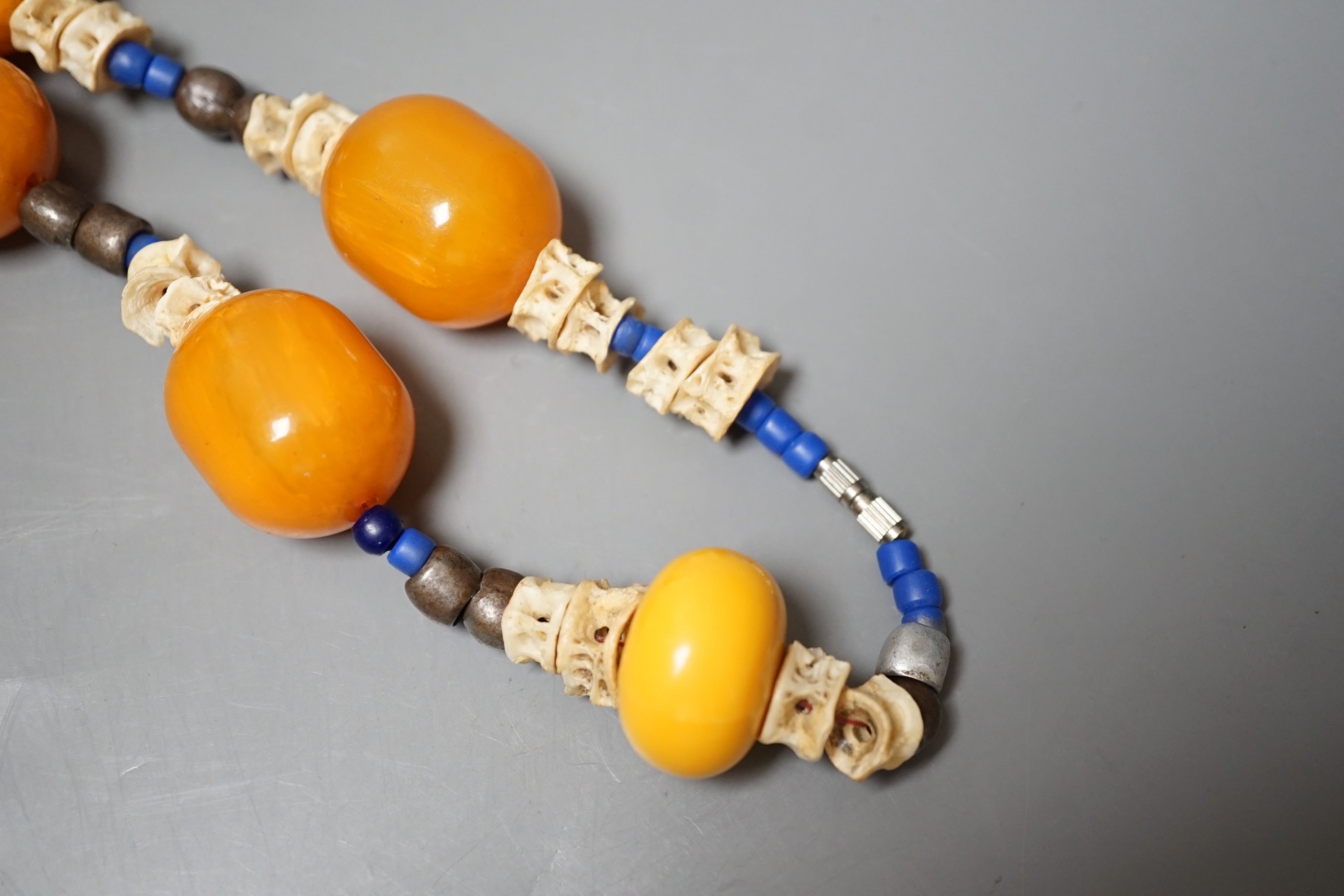 A faux Amber and bone necklace